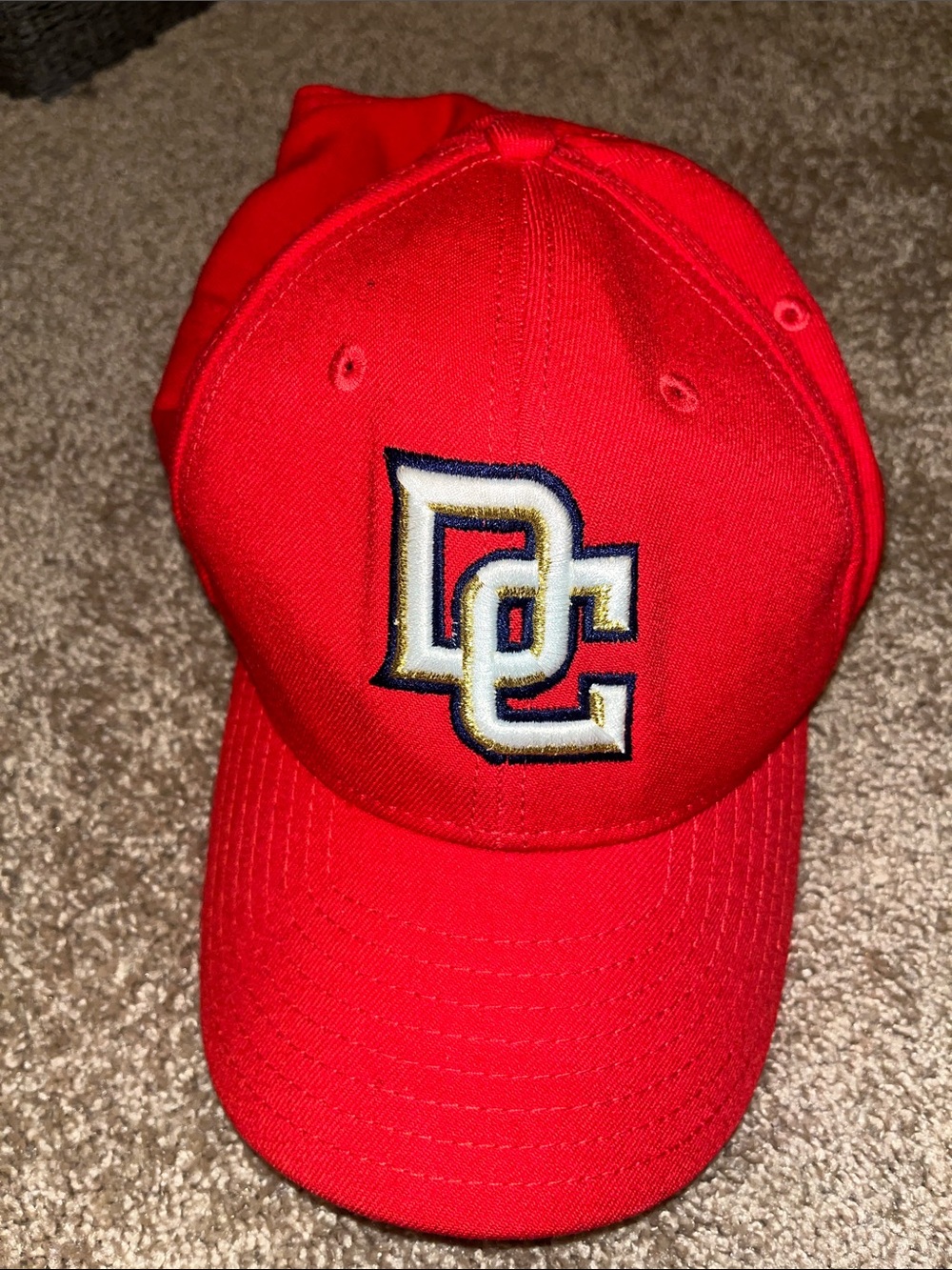 New Era Red Cap with White and Gold DC Embroidered Logo
